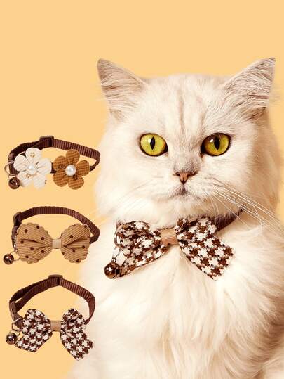 PETSIN 1개 또는 3개/세트 사랑스러운 나비 결 고양이 & 개 벨 칼라, 일상 사용에 적합