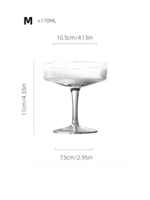 SHEIN 1PC Striped High Foot Glass Dessert Cup Ice Cream Cup, Transparent Glass, Striped, High Legged, Suitable For Desserts And Drinks,170/250ml - Clear - View 6