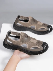 Sandalias para Hombre con Características Deportivas, Diseño sin Cordones que Facilita el Uso. Los Materiales Suaves y la Transpirabilidad Mantienen tus Pies Frescos y a gusto. La Suela Antideslizante te Da Confianza en tus Movimientos, Ideal para Actividades Diarias. - Caqui - Ver 3
