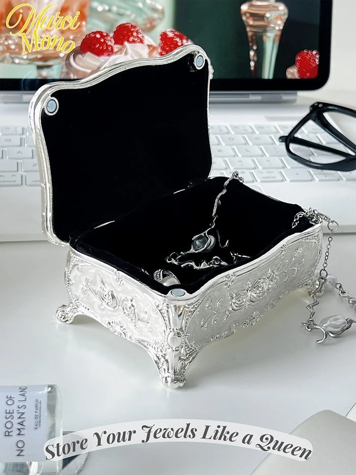 Muroi Mono Vintage Creative Three-Dimensional Carved Home Decoration Jewelry Storage Box Ring Craft European Box FD96772129 - Silver - View 1