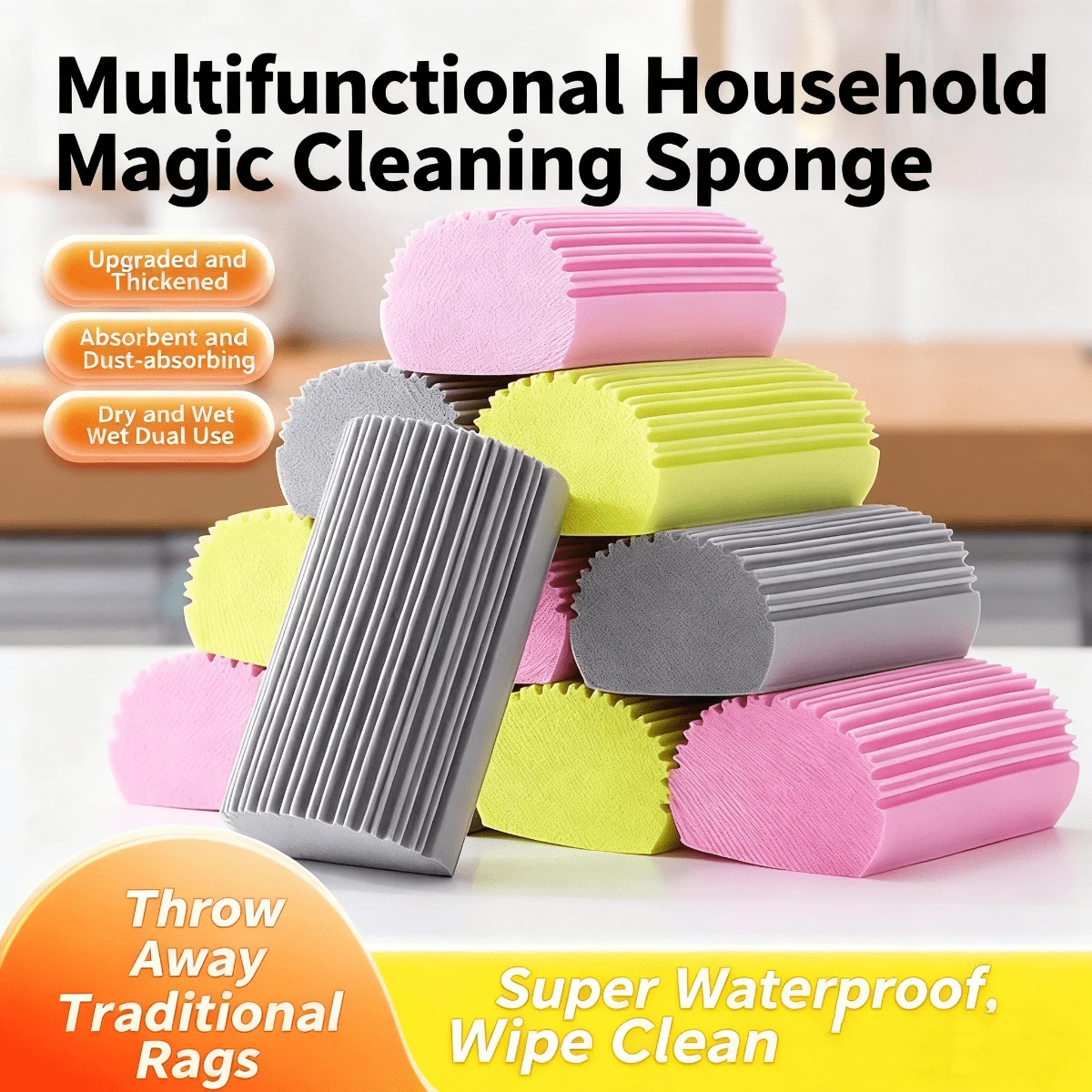 1 Set di spugne e spolverini per la pulizia di pavimenti, griglie, specchi, ventilatori a soffitto e rimozione di ragnatele, senza dispersione di polvere