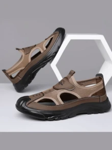 Sandalias para Hombre con Características Deportivas, Diseño sin Cordones que Facilita el Uso. Los Materiales Suaves y la Transpirabilidad Mantienen tus Pies Frescos y a gusto. La Suela Antideslizante te Da Confianza en tus Movimientos, Ideal para Actividades Diarias. - Caqui - Ver 4