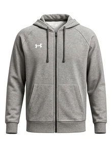 Under Armour Rival Men's Full Zip Hoodie Grey - Castlerock Light Heather / / White - View 1