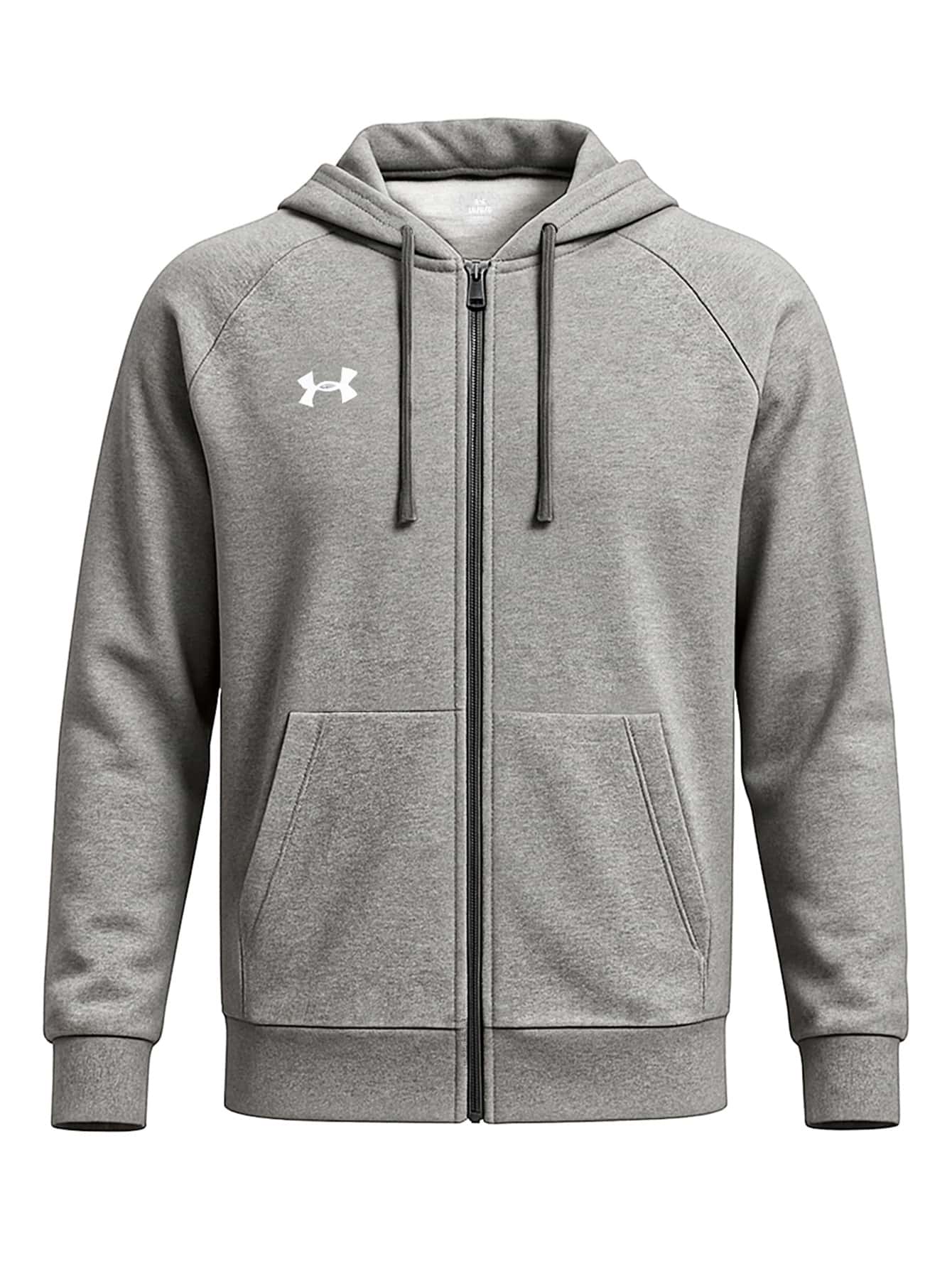 Under Armour Rival Men's Full Zip Hoodie Grey - Castlerock Light Heather / / White - View 1