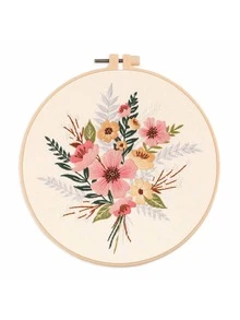 1 set Kit de bordado DIY, diseño de patrón de flores bordado, pintura de hilo a mano, decoración de escritorio, el color de la tabla de bobinado es aleatorio - Multicolor - Ver 23