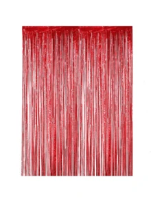 1PC Matte Sage Red Tassel Background Decoration For Wedding Parties. Sage Red Background Tassel Curtains. Sage Red Tassel Background Decoration For Party Decoration. Suitable For Red Theme Wedding Birthday Parties - Red - View 6
