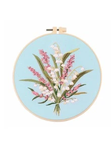 1 set Kit de bordado DIY, diseño de patrón de flores bordado, pintura de hilo a mano, decoración de escritorio, el color de la tabla de bobinado es aleatorio - Multicolor - Ver 17