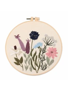 1 set Kit de bordado DIY, diseño de patrón de flores bordado, pintura de hilo a mano, decoración de escritorio, el color de la tabla de bobinado es aleatorio - Multicolor - Ver 13