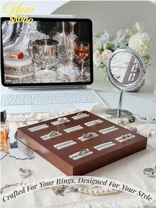 Muroi Mono 实木珠宝展示托盘 | 手镯和戒指展示/收纳 | 天然木纹 | 多用途珠宝收纳盒 | 观赏和展示道具 | 小型珠宝盒、珠宝书、木质珠宝盒 - 棕色 - 查看 2