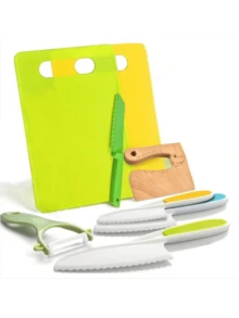 儿童厨房工具套装，包含真正的烹饪刀，功能性设计，锻炼动手能力，促进早期学习，亲子互动，圣诞节生日礼物，适合3岁以上儿童，益智玩具 - 彩色 - 查看 7