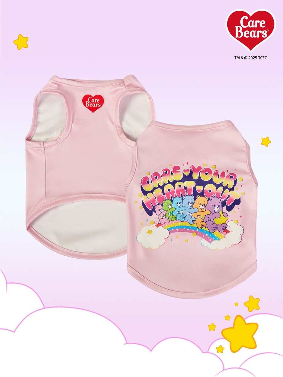 Care Bears X PETSIN 1 Áo ba lỗ họa tiết hoạt hình hình chú gấu nhỏ, mây, sao màu hồng ngọt ngào, dễ thương, co giãn thoải mái cho thú cưng, mèo và chó - Nhiều màu - Xem 1