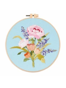 1 set Kit de bordado DIY, diseño de patrón de flores bordado, pintura de hilo a mano, decoración de escritorio, el color de la tabla de bobinado es aleatorio - Multicolor - Ver 15