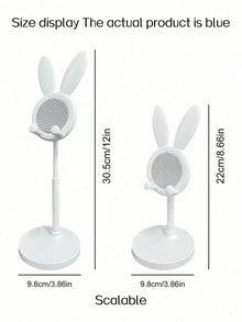1pc Compact ABS And Aluminum Adjustable Folding Blue Rabbit‑Shaped Tablet And Phone Stand For Wedding And Birthday And Home Decor, Room Decor, Office Decor, Home Back To School,Back To School
