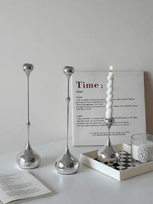 1/3 Stücke moderne Kerzenhalter, französische silberne Wassertropfen Metall Kerzenständer, Eisentränen-Kerzenständer für Stumpenkerzen für Heim-Dekoration, Metall-Tisch-Mittelpunkt, Dinner-Dekoration, hoher Kerzenhalter für Mutter, Ehefrau, Großmutter