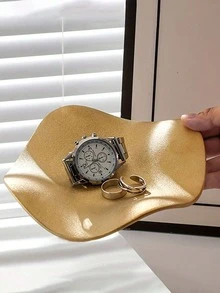 1pc Silver Ceramic Jewelry Tray, Luxury Jewelry Organizer Tray For Entryway, Key, Watch, Perfume And Decoration, Suitable For Home, Room, Living Room And Office Organizer Storage Box Travel