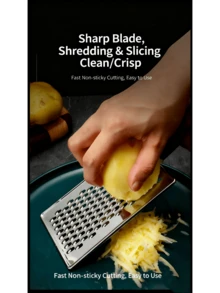 Zazumi 1pc/2pcs Stainless Steel Multifunctional Slicer, Radish Slicer, Potato Slicer, Vegetable Slicer, Scraper, Lemon Slicer, Cheese Grinder, Cheese Slicer, Multifunctional Stainless Steel Garlic Slicer - Silver - View 2