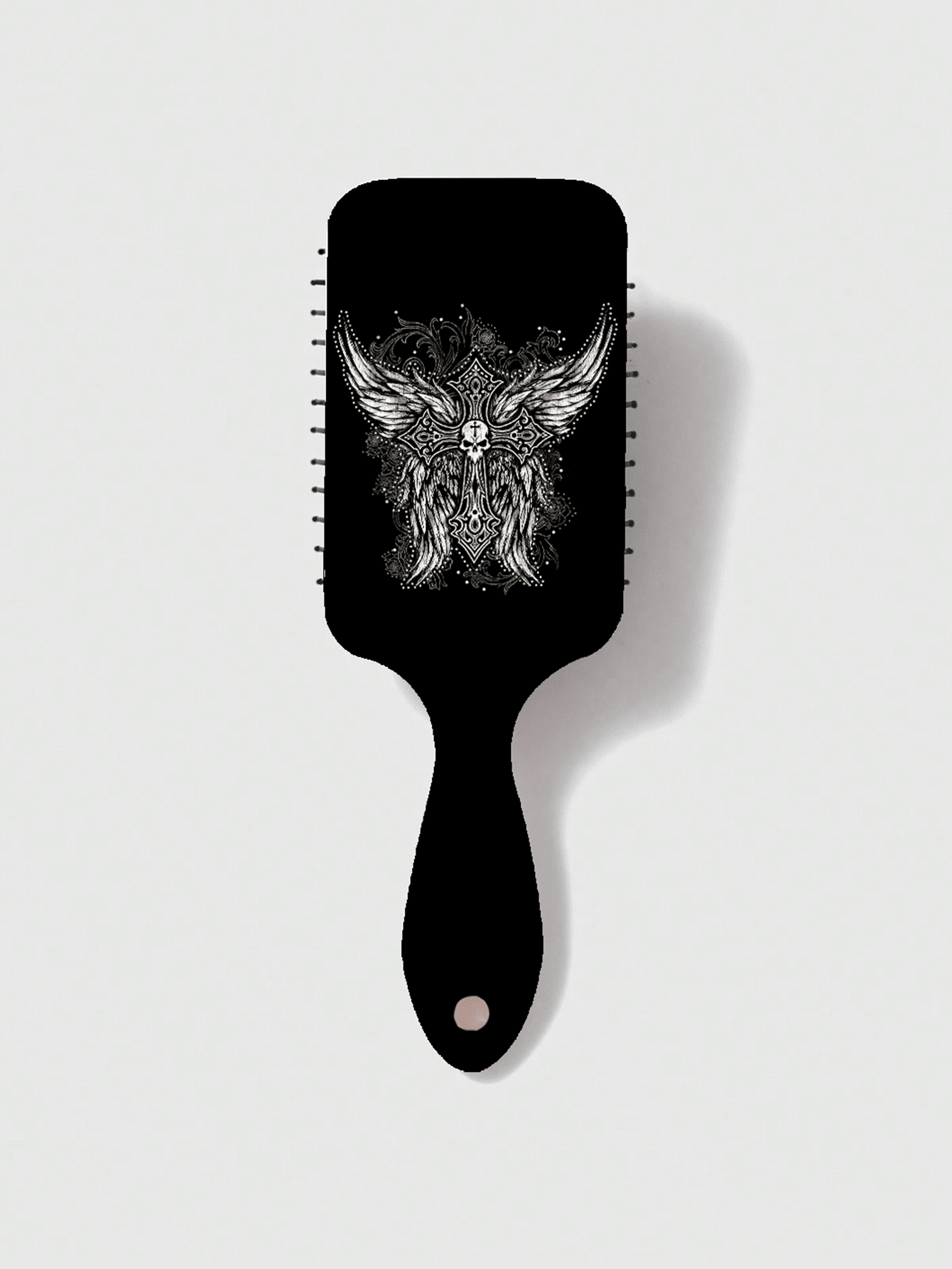 Grunge Punk مشط شعر بتصميم جناح الفراشة الأسود، فرشاة هوائية، فرشاة تنعيم مربعة بطراز بانك للتدليك المحمولة للنساء