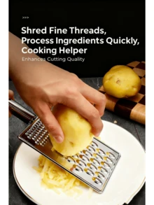 Zazumi 1pc/2pcs Stainless Steel Multifunctional Slicer, Radish Slicer, Potato Slicer, Vegetable Slicer, Scraper, Lemon Slicer, Cheese Grinder, Cheese Slicer, Multifunctional Stainless Steel Garlic Slicer - Silver - View 4