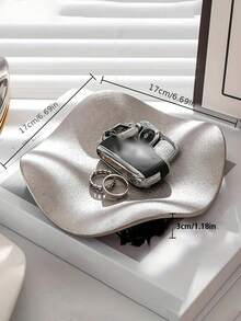 1pc Silver Ceramic Jewelry Tray, Luxury Jewelry Organizer Tray For Entryway, Key, Watch, Perfume And Decoration, Suitable For Home, Room, Living Room And Office Organizer Storage Box Travel