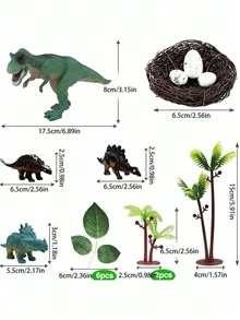 23 piezas Decoraciones de pastel de cumpleaños con tema de Tyrannosaurus Rex, huevos de dinosaurio, hojas y dinosaurios simulados, sombreros de decoración de fiesta de cumpleaños con tema de dinosaurios, adecuado para decoraciones de pastel de cumpleaños, decoraciones de pastel de cumpleaños para hombres, adornos de decoración de mesa de fiesta con tema de dinosaurios - Multicolor - Ver 4