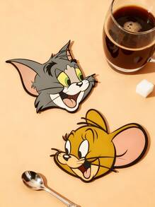 TOM & JERRY X Joivida Zwei-in-Eins-Set aus 2 Getränkehaltern und Kühlschrankaufklebern, schützt den Schreibtisch, dekoriert den Schreibtisch und den Kühlschrank - Verschiedenfarbig - Übersicht 2