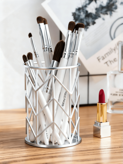 1pc Metal Hollow Pen Holder, Simple Makeup Storage Valentine's Day, Valentines Wedding, Birthday,Room Decor,Room Decor,Home Decor,Bedroom Decor,Wedding Decor,House Decor,Home Decor Items,Room Decoration Stuff,Room Decor Bedroom,Easter,Storage,Organization And Storage,Bathroom Decor,Bathroom Organizer,Jewelry Organiser,Jelwlry Box,