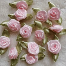 Mini Handmade Roses Flower Artificial Satin Ribbon Rosettes Fabric Appliques For Wedding Decoration Craft Sewing Accessories - Multicolor - View 2
