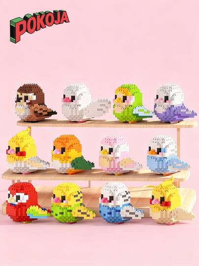 1897 件创意 DIY 卡通鸟鹦鹉麻雀动物 3D 拼图拼装模型、教育积木、家居装饰、生日/圣诞礼物