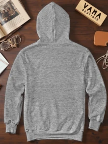 Sudadera mujer casual minimalista corazón universo impresión moderna tejido afelpado cálido holgado capucha manga larga otoño invierno diario sudadera - Gris - Ver 2