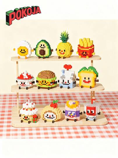 1 Pc Small Particle Creative Food Building Blocks, French Fries, Hamburger, Fruit Assembled Micro Blocks Toy, Suitable For Home Collection Decor Or New Year's Gift Cute Desktop Decorative, DIY Craft, Gifts For Friends, Birthday, Decor Pieces, Wow Factor Artworks!/Christmas Gifts,Speelgoed,Diy Gift,Diy Gifts,Mcdonald's,Building Blocks Friends,Jigsaw Puzzle