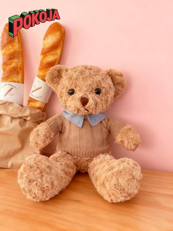 1pc Brown Sweater Dressed Gentleman Bear - Cute & Stylish Decoration, Ideal For Gift, Festival, Birthday,Plush Doll,Life Size Teddy Bear,Cartoon Bear