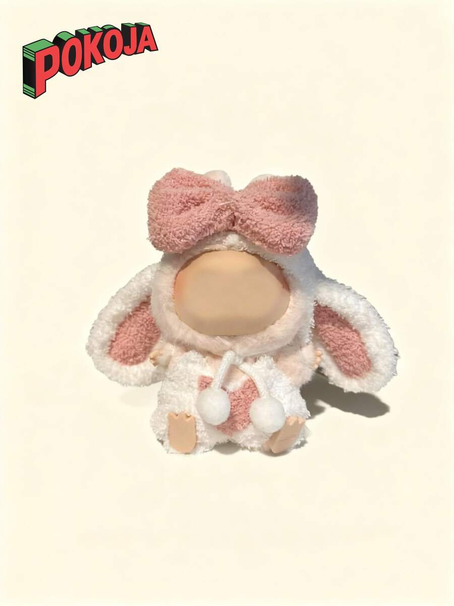 This Is A 17cm Clothes, Two Pieces Garment With Droplet-Eared Rabbit Clothes, For Labubu A Headgear And A Strappy Vest, Little Animals , Cute And Adorable,A Good Gift