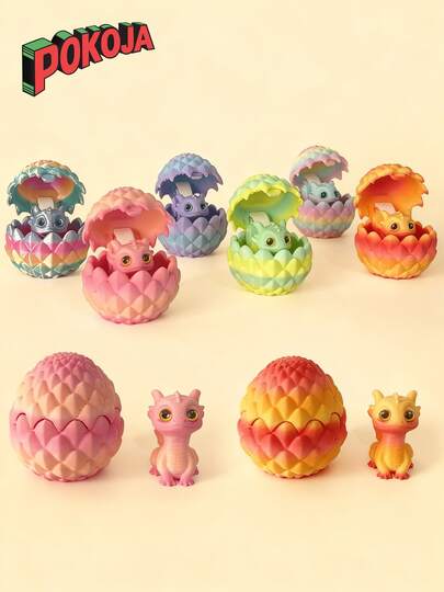 1 Stück 3D gedrucktes Kristall Dracheneier Set, umklappbarer süßer kleiner realistischer Dracheneier, kreatives Dekorationsmodell, geeignet für Heim- und Bürodekoration, das beste Spielzeug-Handwerksgeschenk für Männer, Weihnachtsgeschenk, Dinosaurier Spielzeug (zufällige Augenfarbe)