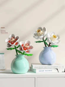 1pc/846pcs Artificial Everlasting Flowers Succulent Plants Handmade Flower Bouquets DIY Lily/Chrysanthemum/Rose/Hibiscus/Peony/Sunflower/Tulip/Gardenia 3D Puzzle Assembly Building Blocks Model Home Decor Desktop Ornaments, Mother's Day/Birthday Gift - Multicolor - View 7