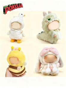 This Is A 17cm Clothes, Two Pieces Garment With Droplet-Eared Rabbit Clothes, For Labubu A Headgear And A Strappy Vest, Little Animals , Cute And Adorable,A Good Gift