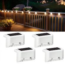 4/10/16 件太阳能栅栏灯，户外防水微型 LED 台阶灯，白色、黑色、棕色，用于户外甲板、楼梯、露台栅栏、花园（白色）