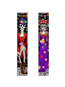 Halloween Background Cloth Decoration Garden Flag Banner Couplet Day Of The Dead Bar Party Atmosphere Flag - Day Of the Dead B - View 2