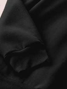 Sudadera mujer estilo urbano impresión creativa tejido suave corte holgado capucha manga larga otoño/invierno uso diario sudadera - Negro - Ver 4