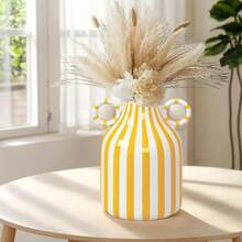NJCHARMS 1 Chiếc Bình Gốm Vẽ Tay Tinh Tế - Thiết Kế Hai Tai Độc Đáo Có Sọc, Chất Liệu Cao Cấp - Rất Thích Hợp Để Cắm Hoa Và Trang Trí Bàn Ăn Ở Gia Đình, Trang Trí Nhà Đẹp, Bình Hoa, Trang Trí Trung Tâm, Trang Trí Để Bàn - Nhiều màu - Xem 6