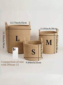 1pc 可折叠编织洗衣篮带手柄,圆形多功能大容量收纳篮,黄色和白色三种尺寸可选,适用于衣服、毛毯、玩具、节日收纳、家居装饰,适用于洗衣房、浴室、卧室、客厅、走廊洗衣篮、洗衣篮浴室收纳篮、篮子、收纳篮、可折叠洗衣篮 - 彩色 - 查看 8