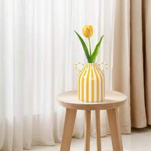 NJCHARMS 1 Chiếc Bình Gốm Vẽ Tay Tinh Tế - Thiết Kế Hai Tai Độc Đáo Có Sọc, Chất Liệu Cao Cấp - Rất Thích Hợp Để Cắm Hoa Và Trang Trí Bàn Ăn Ở Gia Đình, Trang Trí Nhà Đẹp, Bình Hoa, Trang Trí Trung Tâm, Trang Trí Để Bàn - Nhiều màu - Xem 8