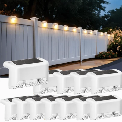 16PCS Fence Lights Solar Powered, Outdoor Waterproof Tiny Led Step Lights In White Used Outside For Deck, Stairs, Patio Fence, Garden