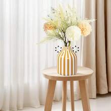 NJCHARMS 1 Chiếc Bình Gốm Vẽ Tay Tinh Tế - Thiết Kế Hai Tai Độc Đáo Có Sọc, Chất Liệu Cao Cấp - Rất Thích Hợp Để Cắm Hoa Và Trang Trí Bàn Ăn Ở Gia Đình, Trang Trí Nhà Đẹp, Bình Hoa, Trang Trí Trung Tâm, Trang Trí Để Bàn - Nhiều màu - Xem 7
