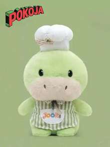 POKOJA LAND 可爱浅绿色恐龙毛绒玩具，身穿厨师服 - 戴着厨师帽、穿着条纹围裙的可爱毛绒玩具，是送给孩子和家居装饰的理想礼物 - 彩色 - 查看 13