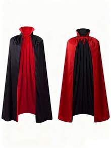 Halloween Vampire Cloak Red And Black Double Collar Death Cloak Death Cloak Pirate Cloak Witch Cloak Costume Props - Black and Red - View 3