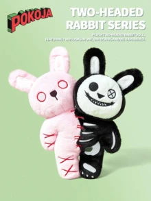 30cm/11.81in Halloween Double Headed Rabbit Plush Toy Halloween Long Ear Bunny Stuffed Animals Plushies Halloween Zombie Rabbit Plush Doll Halloween Skeleton Rabbit Toy Ideal Holiday Christmas Gift - Multicolor - View 10