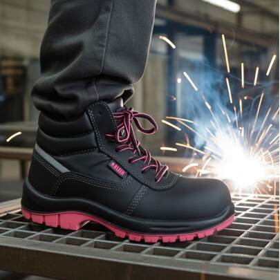 Zapato de  trabajo para dama  Kaizer K-03 piel negra con suela PU/TPU de alta resistencia, ajuste ergonómico, cómodo y ligero