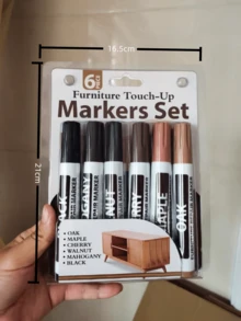 6件套木制家具修复笔和翻新套装，适用于地板修复、木门和家具划痕修复。 - 彩色 - 查看 2