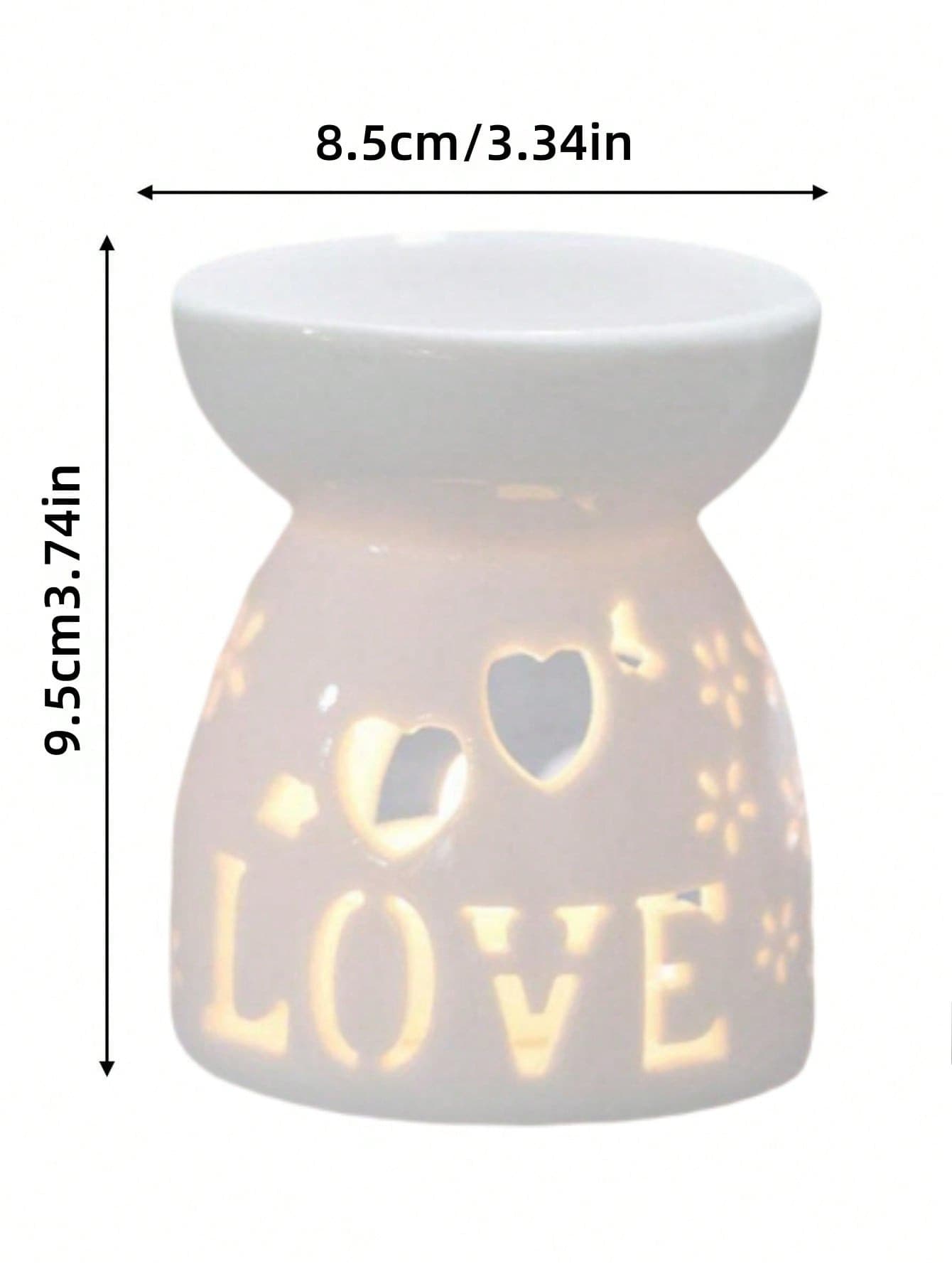 SHEIN 1pc White Hollow Ceramic Aromatherapy Stove With Rose Or Heart Pattern,Tealight Heating Candlestick Essential Oil Stove Aroma Diffuser For Family Valentine's Day Party ,Spooky,Autumn,Festival,Holiday ,Winter,Holiday,Festival,Room Decor,Home Decor,Gifts - White - View 12