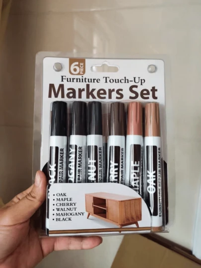 6pcs/Set Wooden Furniture Repair Markers And Renovation Kit, Ideal For Floor Repair, Wood Door And Furniture Scratch Repair Kit